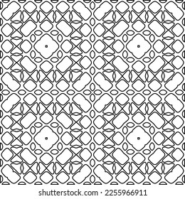 Stylish texture with figures from lines.
Abstract geometric black and white pattern for web page, textures, card, poster, fabric, textile. Monochrome graphic repeating design. 