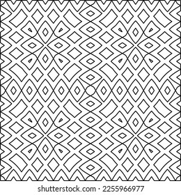 Stylish texture with figures from lines.
Abstract geometric black and white pattern for web page, textures, card, poster, fabric, textile. Monochrome graphic repeating design. 
