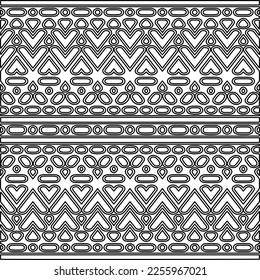 Stylish texture with figures from lines.
Abstract geometric black and white pattern for web page, textures, card, poster, fabric, textile. Monochrome graphic repeating design. 