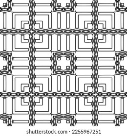 Stylish texture with figures from lines.
Abstract geometric black and white pattern for web page, textures, card, poster, fabric, textile. Monochrome graphic repeating design. 