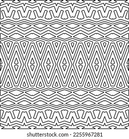 Textura elegante con figuras de líneas.
Resumen de patrones geométricos en blanco y negro para página web, texturas, tarjeta, afiche, tela, textil. Diseño repetitivo gráfico monocromo. 