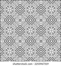Stylish texture with figures from lines.
Abstract geometric black and white pattern for web page, textures, card, poster, fabric, textile. Monochrome graphic repeating design. 