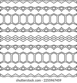 Stylish texture with figures from lines.
Abstract geometric black and white pattern for web page, textures, card, poster, fabric, textile. Monochrome graphic repeating design. 