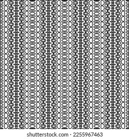 Stylish texture with figures from lines.
Abstract geometric black and white pattern for web page, textures, card, poster, fabric, textile. Monochrome graphic repeating design. 