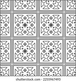 Stylish texture with figures from lines.
Abstract geometric black and white pattern for web page, textures, card, poster, fabric, textile. Monochrome graphic repeating design. 