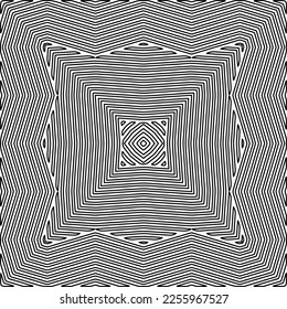 Stylish texture with figures from lines.
Abstract geometric black and white pattern for web page, textures, card, poster, fabric, textile. Monochrome graphic repeating design. 