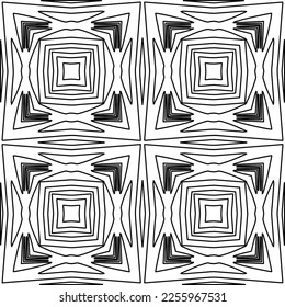 Stylish texture with figures from lines.
Abstract geometric black and white pattern for web page, textures, card, poster, fabric, textile. Monochrome graphic repeating design. 