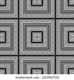 Textura elegante con figuras de líneas.
Resumen de patrones geométricos en blanco y negro para página web, texturas, tarjeta, afiche, tela, textil. Diseño repetitivo gráfico monocromo. 