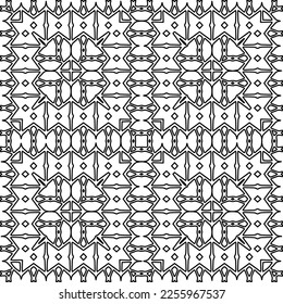 Stylish texture with figures from lines.
Abstract geometric black and white pattern for web page, textures, card, poster, fabric, textile. Monochrome graphic repeating design. 