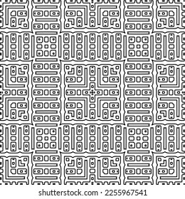 Textura elegante con figuras de líneas.
Resumen de patrones geométricos en blanco y negro para página web, texturas, tarjeta, afiche, tela, textil. Diseño repetitivo gráfico monocromo. 