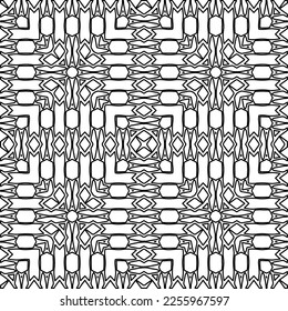 Textura elegante con figuras de líneas.
Resumen de patrones geométricos en blanco y negro para página web, texturas, tarjeta, afiche, tela, textil. Diseño repetitivo gráfico monocromo. 