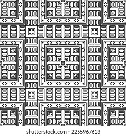 Stylish texture with figures from lines.
Abstract geometric black and white pattern for web page, textures, card, poster, fabric, textile. Monochrome graphic repeating design. 