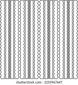 Textura elegante con figuras de líneas.
Resumen de patrones geométricos en blanco y negro para página web, texturas, tarjeta, afiche, tela, textil. Diseño repetitivo gráfico monocromo. 