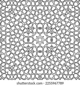 Stylish texture with figures from lines.
Abstract geometric black and white pattern for web page, textures, card, poster, fabric, textile. Monochrome graphic repeating design. 