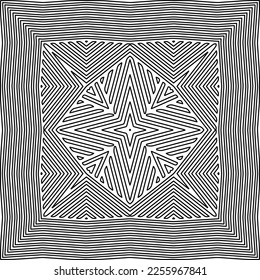 Stylish texture with figures from lines.
Abstract geometric black and white pattern for web page, textures, card, poster, fabric, textile. Monochrome graphic repeating design. 