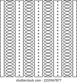 Stylish texture with figures from lines.
Abstract geometric black and white pattern for web page, textures, card, poster, fabric, textile. Monochrome graphic repeating design. 