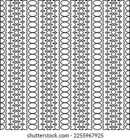 Stylish texture with figures from lines.
Abstract geometric black and white pattern for web page, textures, card, poster, fabric, textile. Monochrome graphic repeating design. 