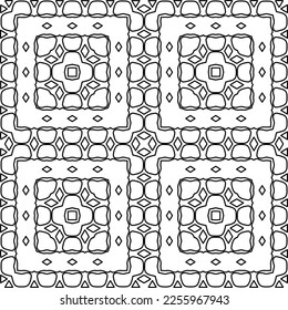 Stylish texture with figures from lines.
Abstract geometric black and white pattern for web page, textures, card, poster, fabric, textile. Monochrome graphic repeating design. 