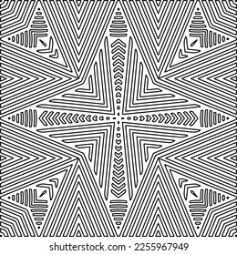 Stylish texture with figures from lines.
Abstract geometric black and white pattern for web page, textures, card, poster, fabric, textile. Monochrome graphic repeating design. 