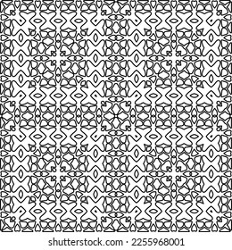 Textura elegante con figuras de líneas.
Resumen de patrones geométricos en blanco y negro para página web, texturas, tarjeta, afiche, tela, textil. Diseño repetitivo gráfico monocromo. 