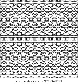Stylish texture with figures from lines.
Abstract geometric black and white pattern for web page, textures, card, poster, fabric, textile. Monochrome graphic repeating design. 