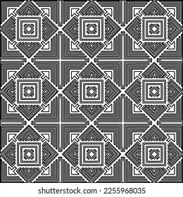 Stylish texture with figures from lines.
Abstract geometric black and white pattern for web page, textures, card, poster, fabric, textile. Monochrome graphic repeating design. 