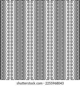 Stylish texture with figures from lines.
Abstract geometric black and white pattern for web page, textures, card, poster, fabric, textile. Monochrome graphic repeating design. 