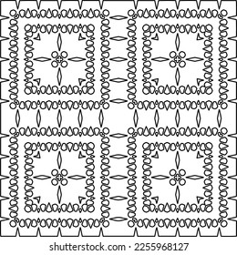 Stylish texture with figures from lines.
Abstract geometric black and white pattern for web page, textures, card, poster, fabric, textile. Monochrome graphic repeating design. 