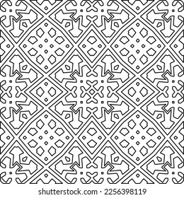 Stylish texture with figures from lines.
Abstract geometric black and white pattern for web page, textures, card, poster, fabric, textile. Monochrome graphic repeating design. 