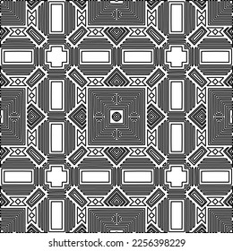 Stylish texture with figures from lines.
Abstract geometric black and white pattern for web page, textures, card, poster, fabric, textile. Monochrome graphic repeating design. 