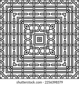 Stylish texture with figures from lines.
Abstract geometric black and white pattern for web page, textures, card, poster, fabric, textile. Monochrome graphic repeating design. 