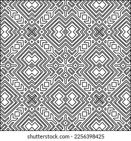 Stylish texture with figures from lines.
Abstract geometric black and white pattern for web page, textures, card, poster, fabric, textile. Monochrome graphic repeating design. 