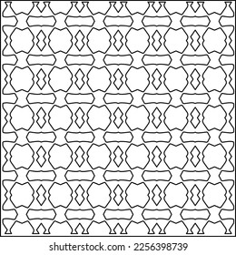 Stylish texture with figures from lines.
Abstract geometric black and white pattern for web page, textures, card, poster, fabric, textile. Monochrome graphic repeating design.