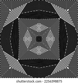 Textura elegante con figuras de líneas.
Resumen de patrones geométricos en blanco y negro para página web, texturas, tarjeta, afiche, tela, textil. Diseño repetitivo gráfico monocromo. 