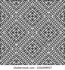 Stylish texture with figures from lines.
Abstract geometric black and white pattern for web page, textures, card, poster, fabric, textile. Monochrome graphic repeating design.