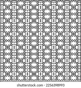 Stylish texture with figures from lines.
Abstract geometric black and white pattern for web page, textures, card, poster, fabric, textile. Monochrome graphic repeating design.