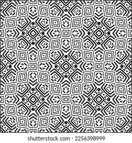 Stylish texture with figures from lines.
Abstract geometric black and white pattern for web page, textures, card, poster, fabric, textile. Monochrome graphic repeating design. 