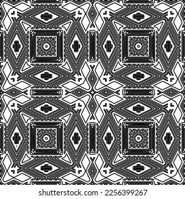 Stylish texture with figures from lines.
Abstract geometric black and white pattern for web page, textures, card, poster, fabric, textile. Monochrome graphic repeating design. 