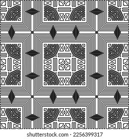 Stylish texture with figures from lines.
Abstract geometric black and white pattern for web page, textures, card, poster, fabric, textile. Monochrome graphic repeating design. 