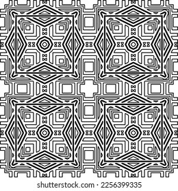 Stylish texture with figures from lines.
Abstract geometric black and white pattern for web page, textures, card, poster, fabric, textile. Monochrome graphic repeating design. 