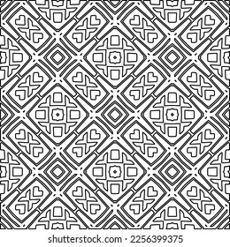 Stylish texture with figures from lines.
Abstract geometric black and white pattern for web page, textures, card, poster, fabric, textile. Monochrome graphic repeating design. 