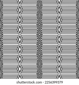 Textura elegante con figuras de líneas.
Resumen de patrones geométricos en blanco y negro para página web, texturas, tarjeta, afiche, tela, textil. Diseño repetitivo gráfico monocromo. 