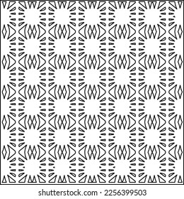 Textura elegante con figuras de líneas.
Resumen de patrones geométricos en blanco y negro para página web, texturas, tarjeta, afiche, tela, textil. Diseño repetitivo gráfico monocromo.