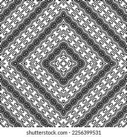 Stylish texture with figures from lines.
Abstract geometric black and white pattern for web page, textures, card, poster, fabric, textile. Monochrome graphic repeating design. 