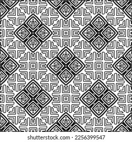 Stylish texture with figures from lines.
Abstract geometric black and white pattern for web page, textures, card, poster, fabric, textile. Monochrome graphic repeating design. 