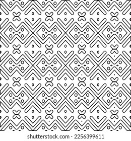 Stylish texture with figures from lines.
Abstract geometric black and white pattern for web page, textures, card, poster, fabric, textile. Monochrome graphic repeating design.