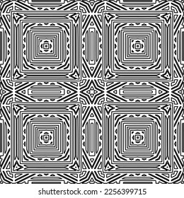 Textura elegante con figuras de líneas.
Resumen de patrones geométricos en blanco y negro para página web, texturas, tarjeta, afiche, tela, textil. Diseño repetitivo gráfico monocromo. 