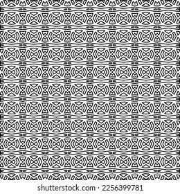 Stylish texture with figures from lines.
Abstract geometric black and white pattern for web page, textures, card, poster, fabric, textile. Monochrome graphic repeating design. 