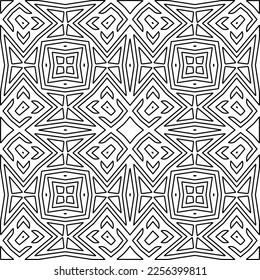 Stylish texture with figures from lines.
Abstract geometric black and white pattern for web page, textures, card, poster, fabric, textile. Monochrome graphic repeating design. 