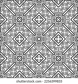 Stylish texture with figures from lines.
Abstract geometric black and white pattern for web page, textures, card, poster, fabric, textile. Monochrome graphic repeating design. 